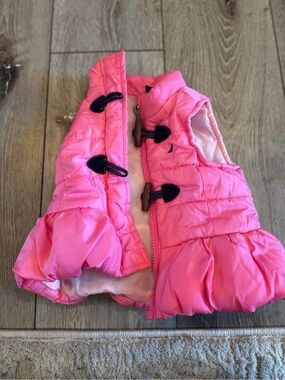 Nautica Girls Bright Pink Quilted Puffer Vest with Toggle Details